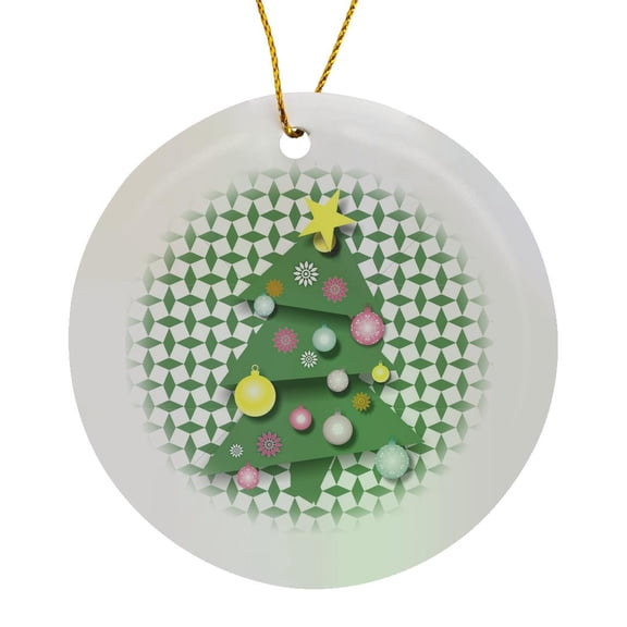 3drose, Crazy Christmas Tree, Circle Porcelain Ornament