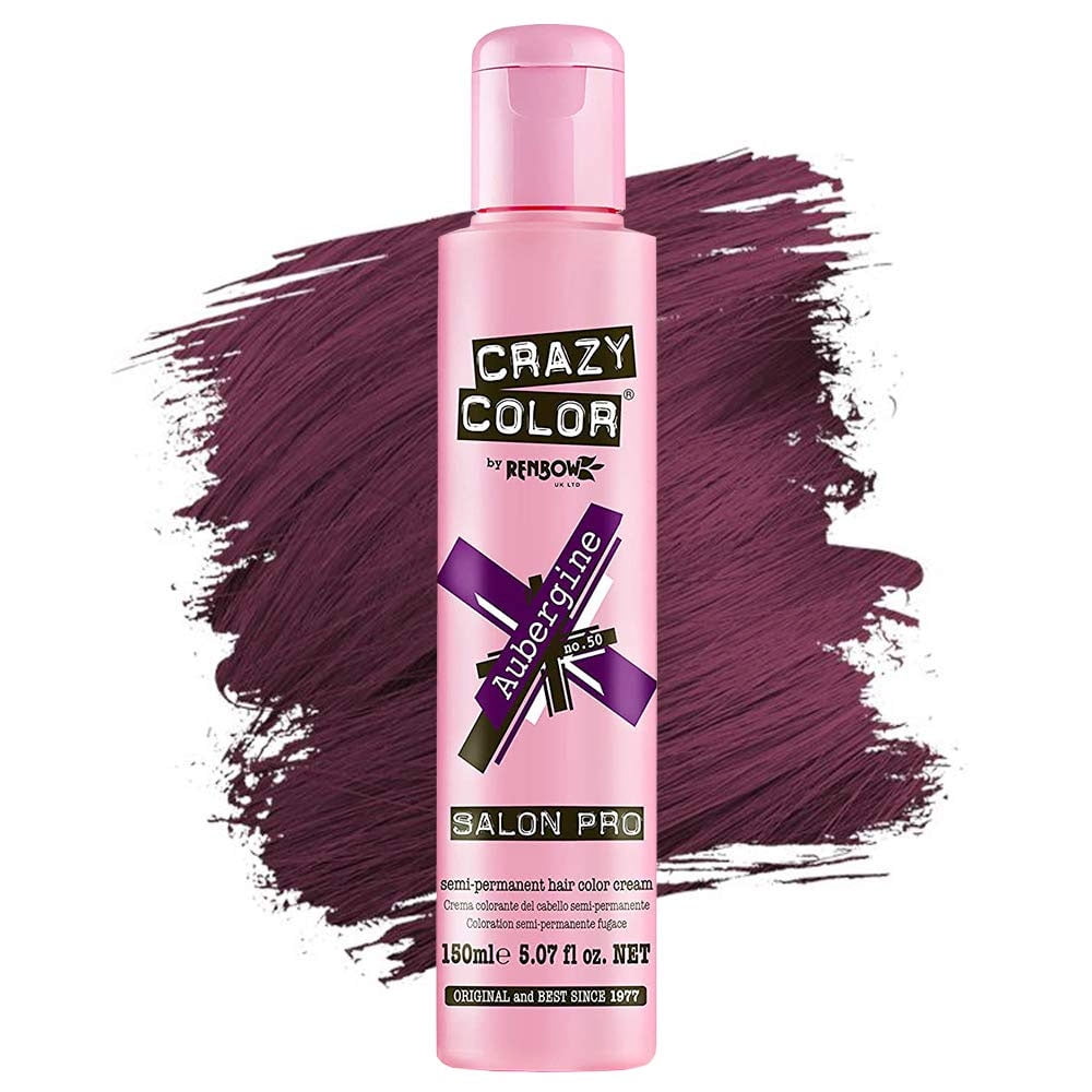 Crazy Color Semi Permanent Hair Colour, Aubergine 50, 5.07 Oz