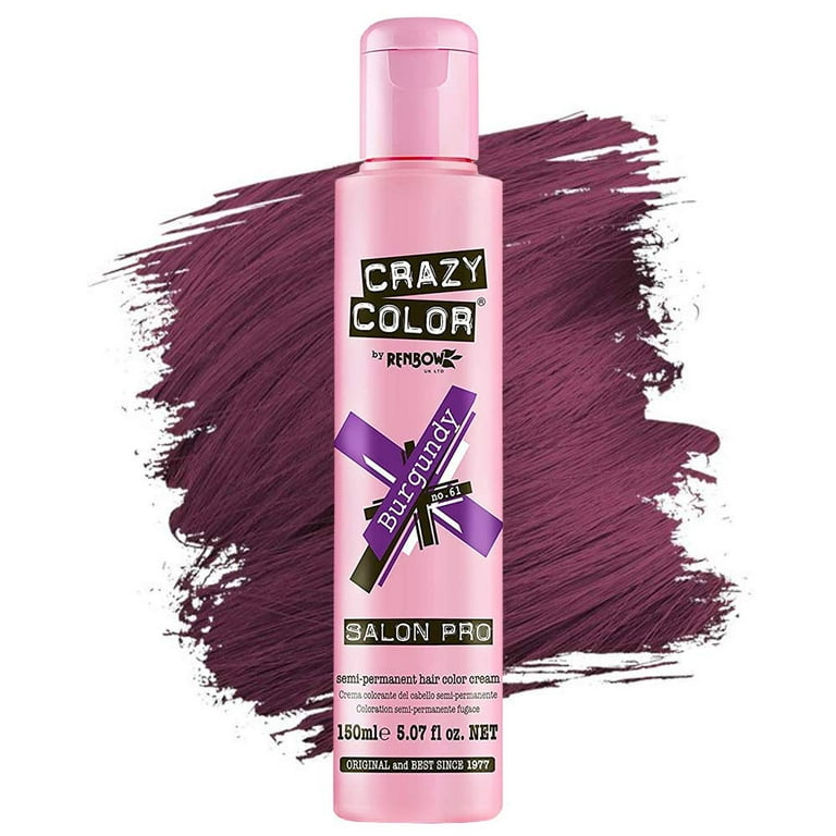Crazy Color Semi Permanent Hair Colour, Burgundy 61, 5.07 Oz