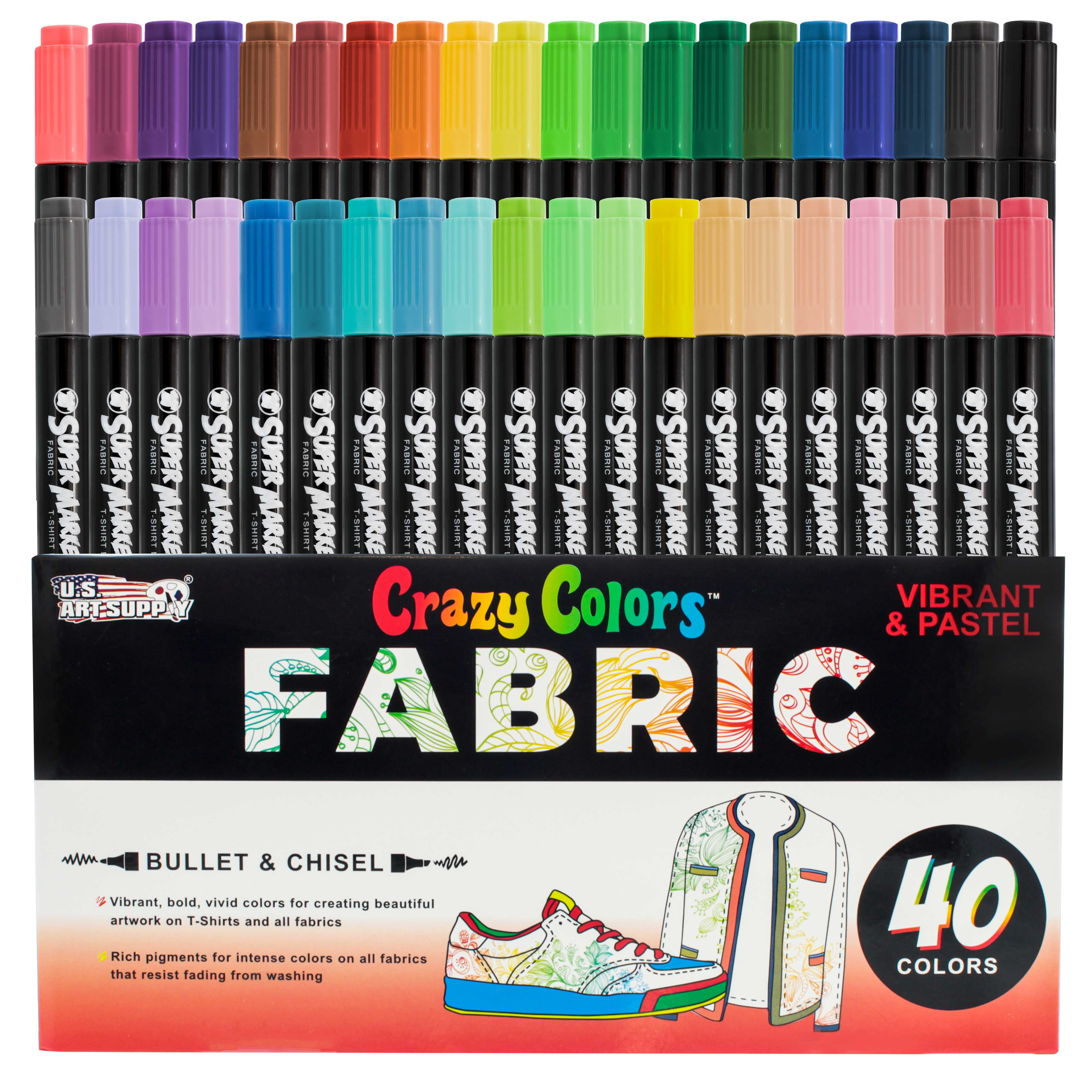 Washable Fabric Markers - Set of 10 (Pastels)