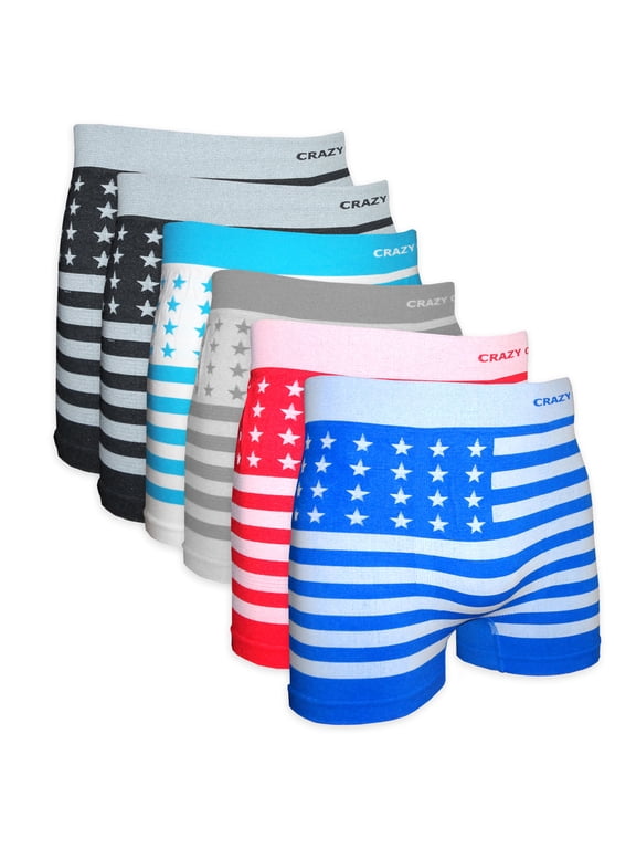 Men's Seamless Boxer Briefs Underwear 6-Pack Set (Americana)