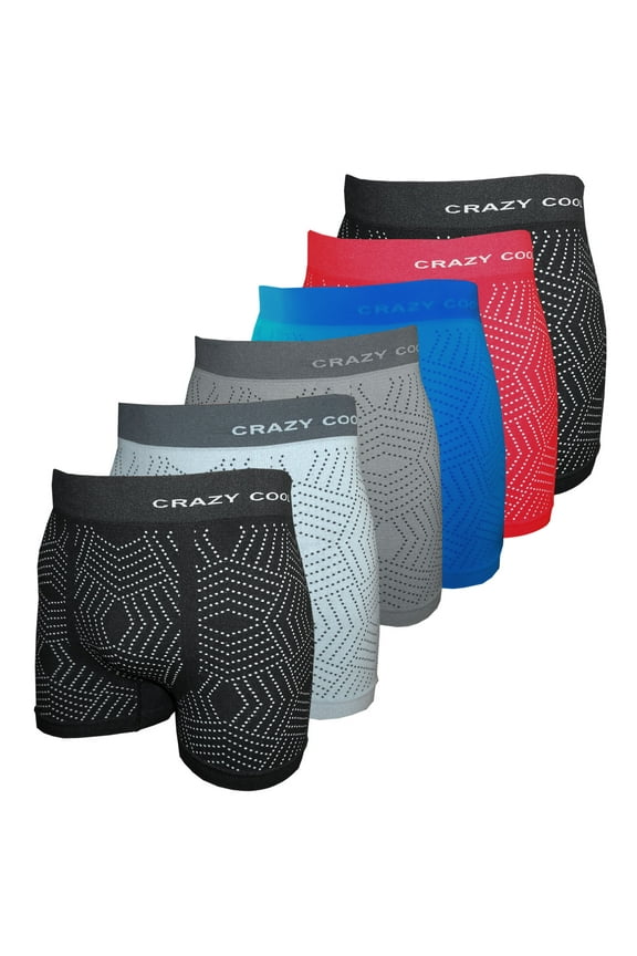 Men's Seamless Boxer Briefs Underwear 6-Pack Set (Dots)