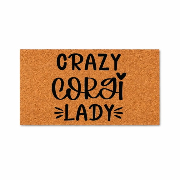 Crazy Corgi Lady Doormat, Funny Dog Welcome Mat, Outdoor Coir Doormat, Front Door Entry Rug, New Home Gift, Housewarming Gift 4242 (24x48 inches) 4242