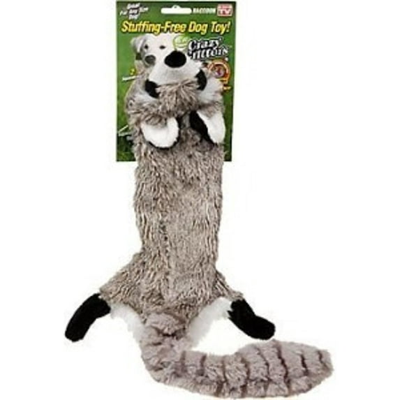 Crazy Critters Stuffing Free Dog Toy- Raccoon