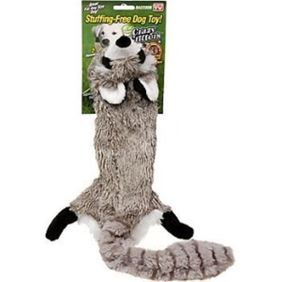 Crazy Critters Stuffing Free Dog Toy- Raccoon
