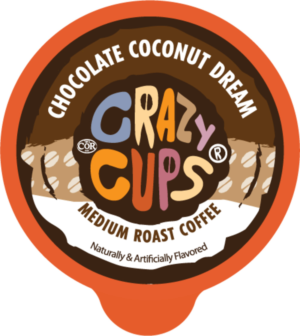 Crazy Cups Chocolate Coconut Dream Coffee Pods, Medium Roast, 22 Count For Keurig KCup Machines