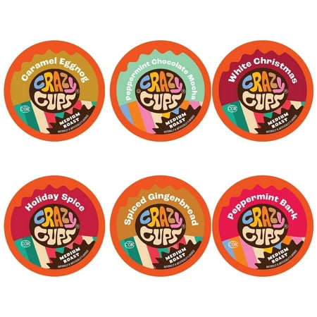 Crazy Cups Christmas Variety Pack of Single Serve Flavored Coffee Pods For Keurig, 30 Count Holiday Gift