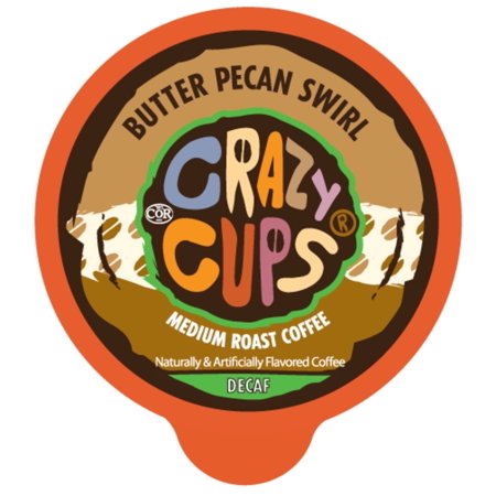 Crazy Cups Decaf Butter Pecan Swirl Coffee Pods, Medium Roast, 80 Count For Keurig K Cup Machines