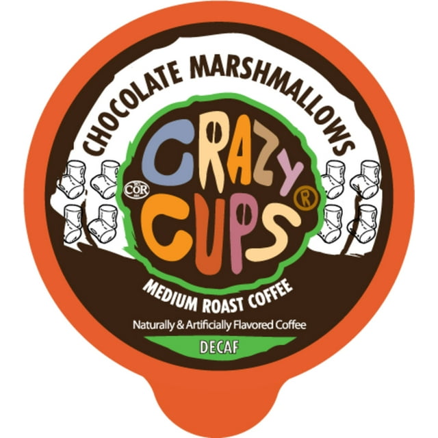 Crazy Cups Decaf Chocolate Marshmallows Coffee Pods, Medium Roast, 22