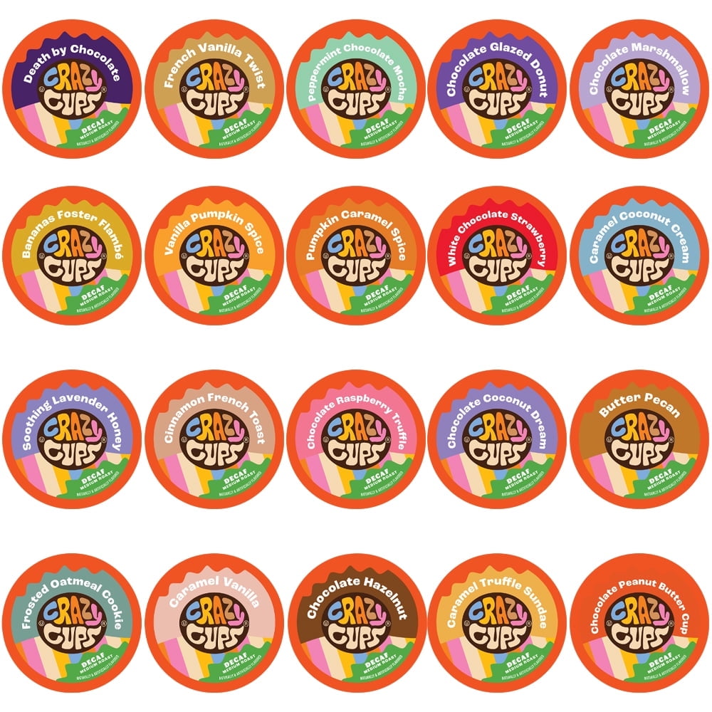 Crazy Cups Decaf Flavored Coffee Pods, 20 Count