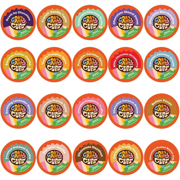 Crazy Cups Decaf Flavored Coffee Pods, 20 Count