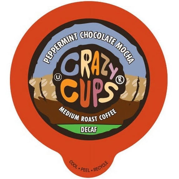 Crazy Cups Decaf Peppermint Chocolate Mocha Flavored Coffee Single Serve K-Cups, 22 Ct