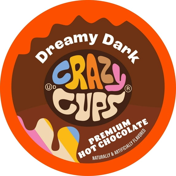 Crazy Cups Dreamy Dark Chocolate Hot Chocolate Pods for Keurig K Cups Brewers, Single Serve Dark Hot Cocoa Pods, 22 Count