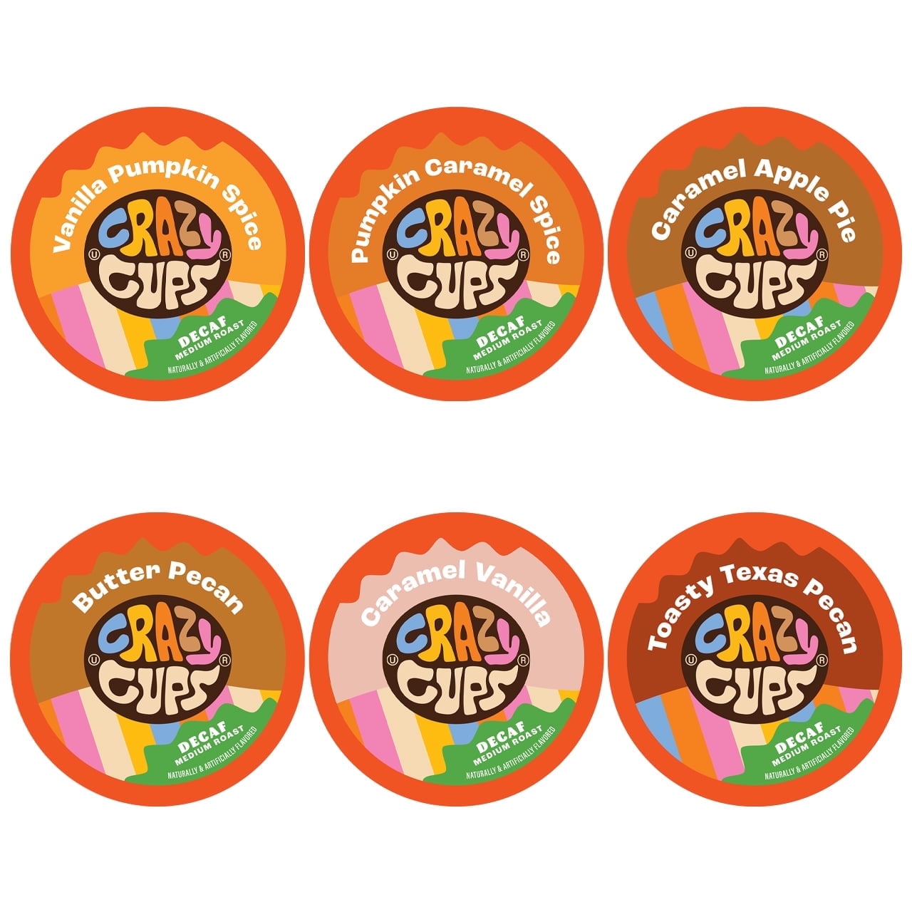 Crazy Cups Fall Coffee Pods Variety Pack for Keurig K Cup Coffee Maker, Single Serve Decaf Fall Flavor Coffee Pods, Seasonal Favorites Fall Blend Sampler, 30 Count