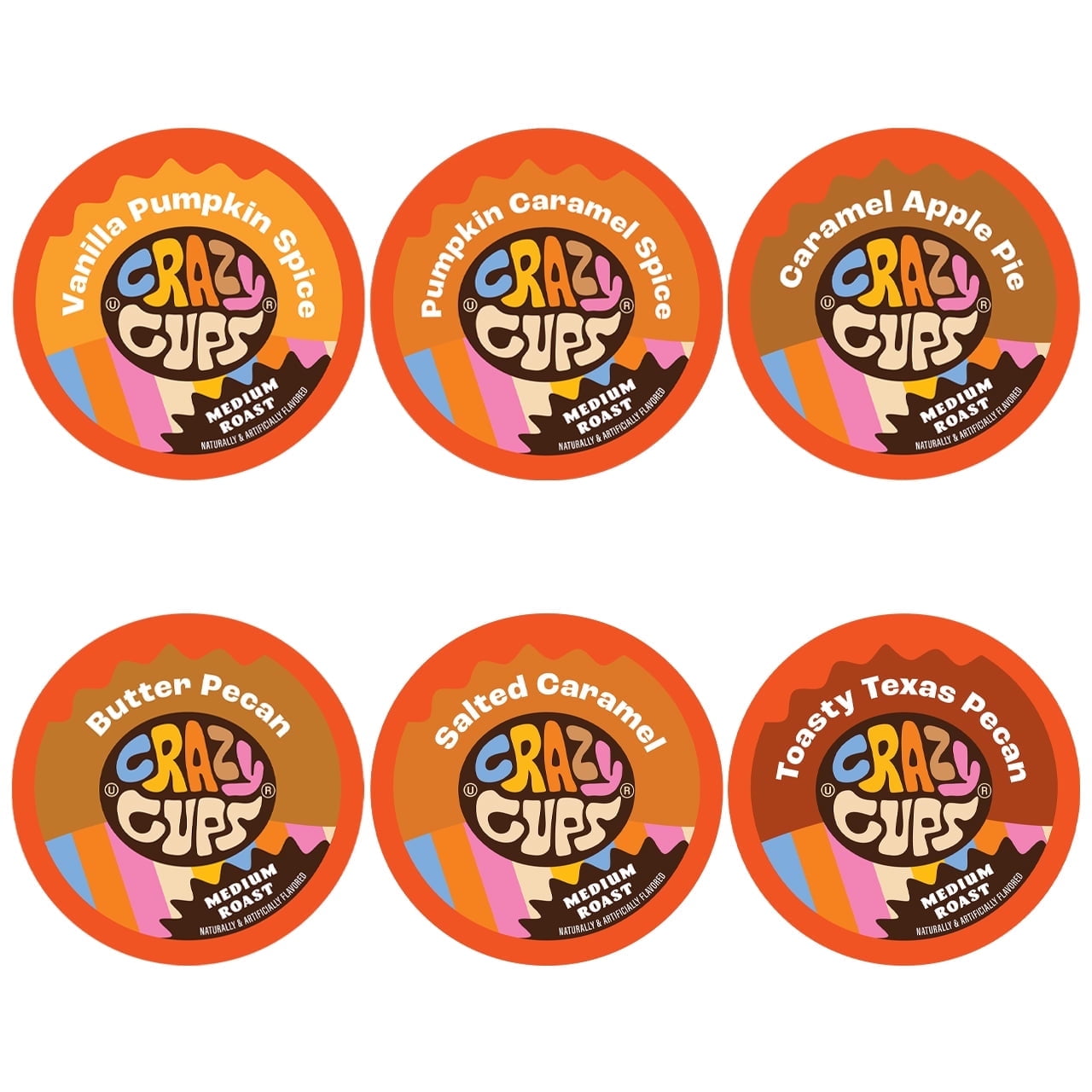 Crazy Cups Fall Coffee Pods Variety Pack for Keurig K Cup Coffee Maker, Single Serve Fall Flavor Coffee Pods, Seasonal Favorites Fall Blend Sampler, 50 Count