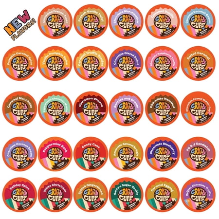 Crazy Cups Flavored Coffee Pods Variety Pack, 50 Count Premium Dessert Flavors, 30% More Coffee, 0 Calories, K-Cup Pods for Keurig Machines
