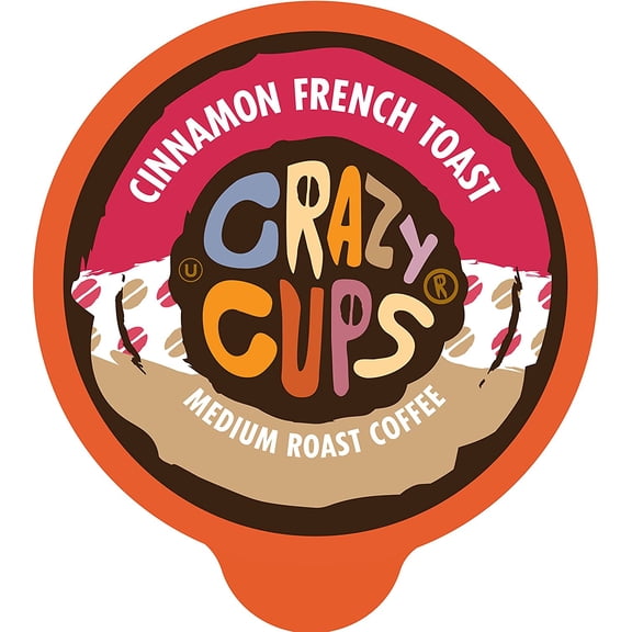 Crazy Cups Flavored Coffee Pods for Single Serve Keurig K Cups Machines, Cinnamon French Toast, Hot or Iced Coffee, Recyclable Pods, 22 count