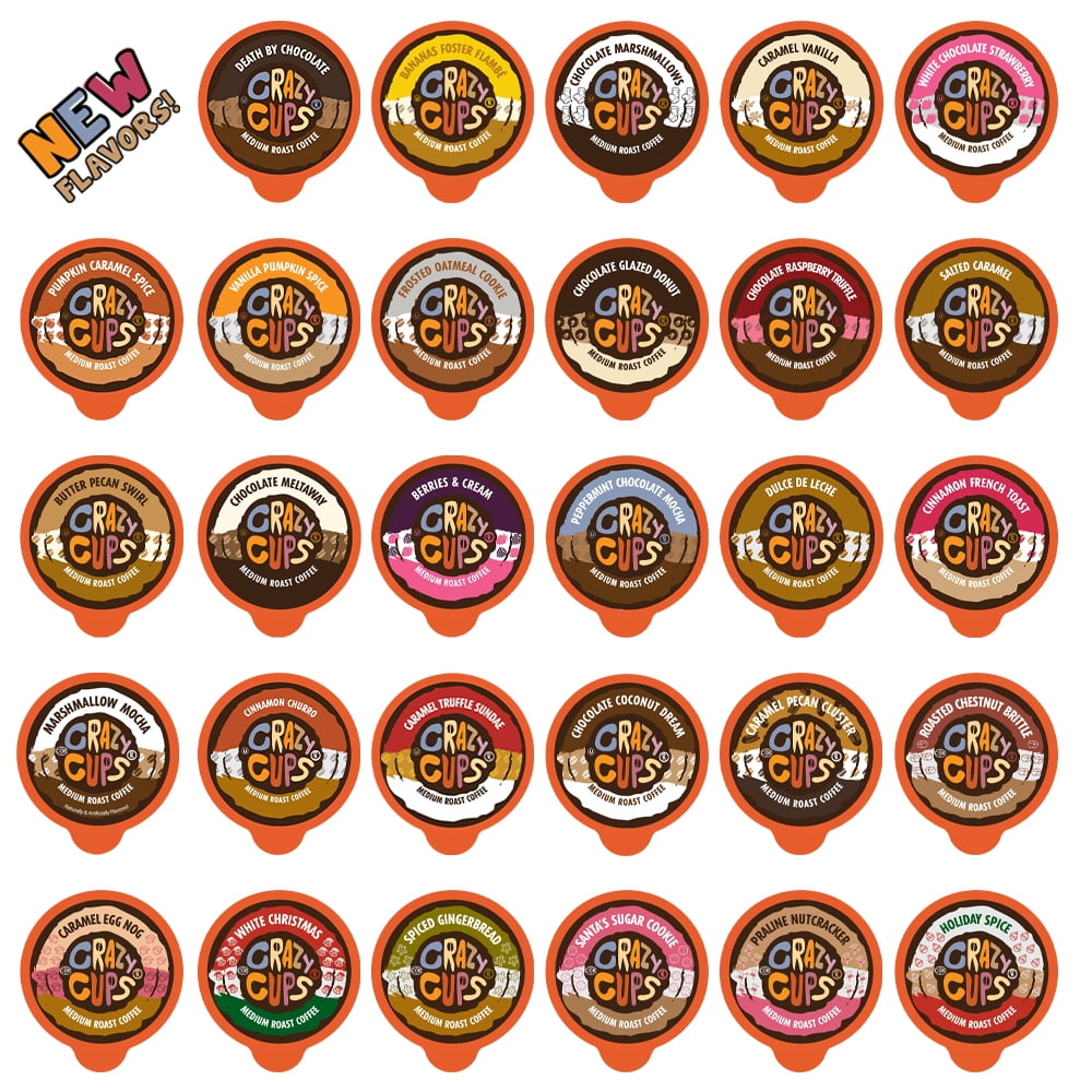 Crazy Cups, Flavored Coffee Single Serve Cups Variety Pack Sampler, 30 ...