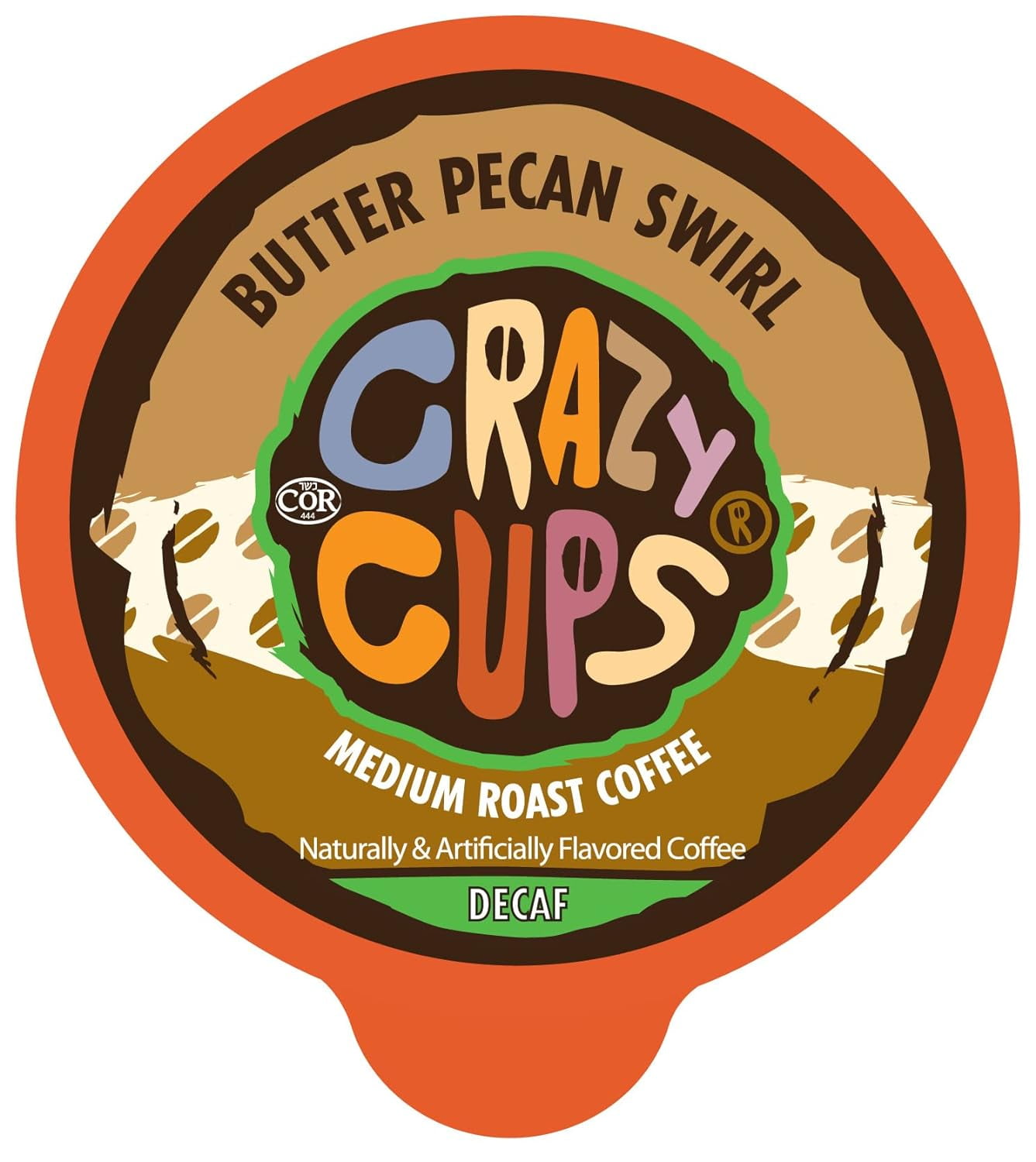 Crazy Cups Flavored Decaf Coffee Pods, Decaf Butter Pecan Coffee, Decaf K Cups for Keurig K Cups Machines, Hot or Iced Coffee, Single Serve Decaffeinated Coffee in Recyclable Pods, 22 Count