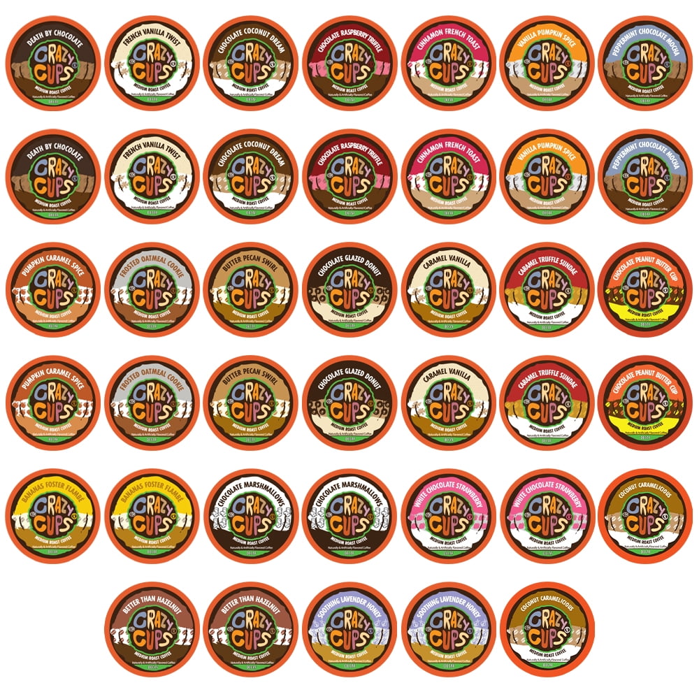 Crazy Cups Flavored Decaf Coffee, for the Keurig K Cups Coffee 2.0 Brewers, Variety Pack Sampler, 40 Count