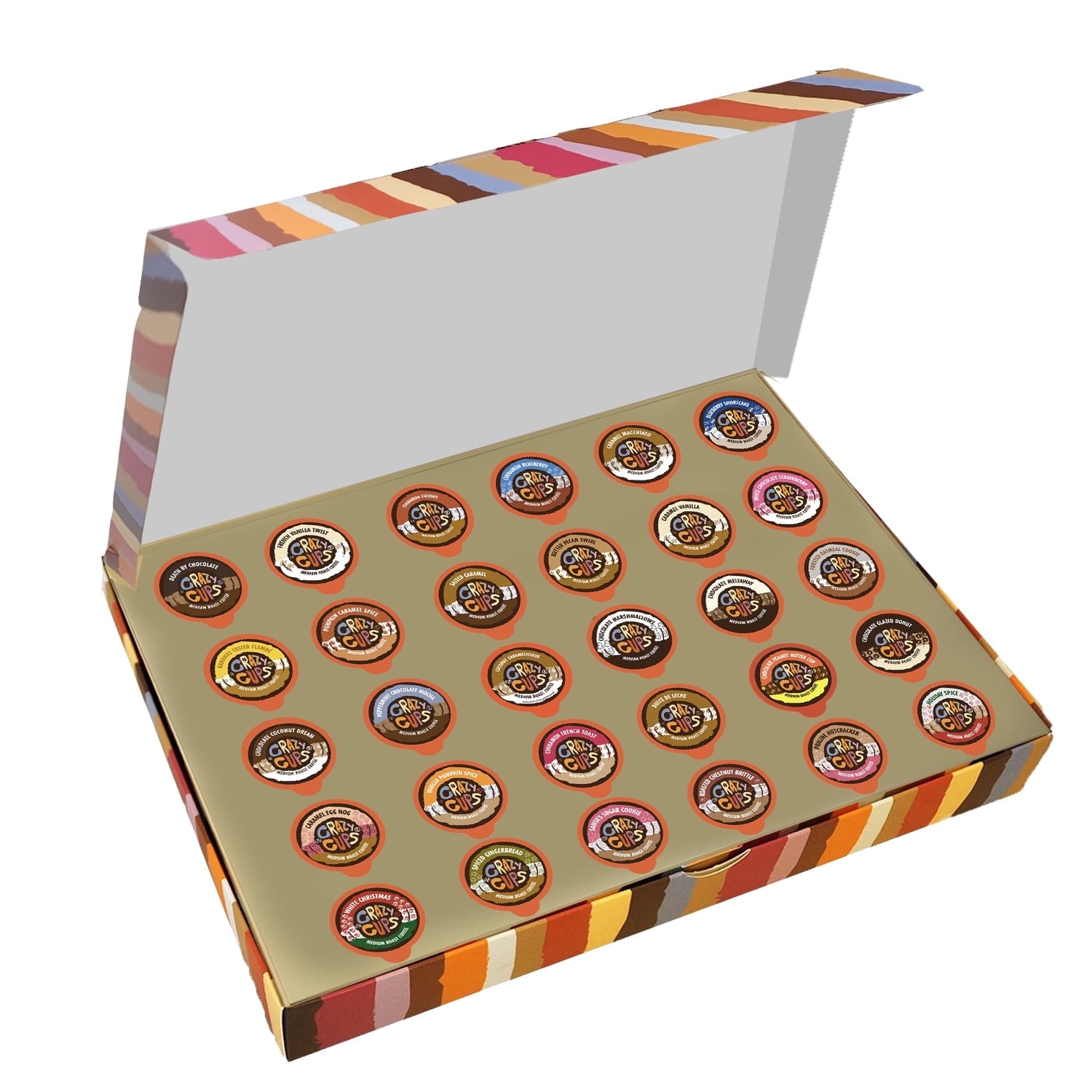 Crazy Cups Flavored Deluxe Sampler Coffee Pods, Medium Roast, Pack of 30 For Keurig K-cup Machines