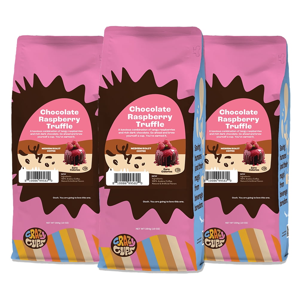 Crazy Cups Flavored Ground Chocolate Coffee, Chocolate Raspberry Coffee