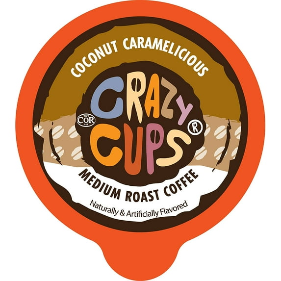 Crazy Cups Flavored Single Serve Hot or Iced Medium Roast Coffee for Keurig KCups Machines in Recyclable Pods, White Chocolate Strawberry, 22 Count