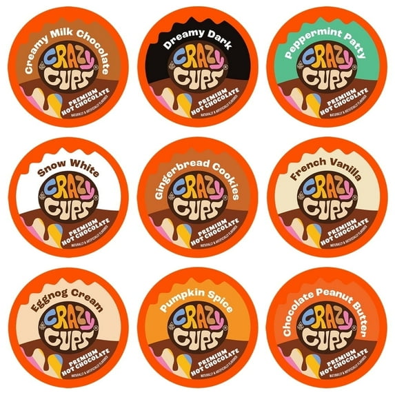 Crazy Cups Hot Chocolate Variety Pack, Single Serve pods, 20 Count for Keurig K Cup Brewers