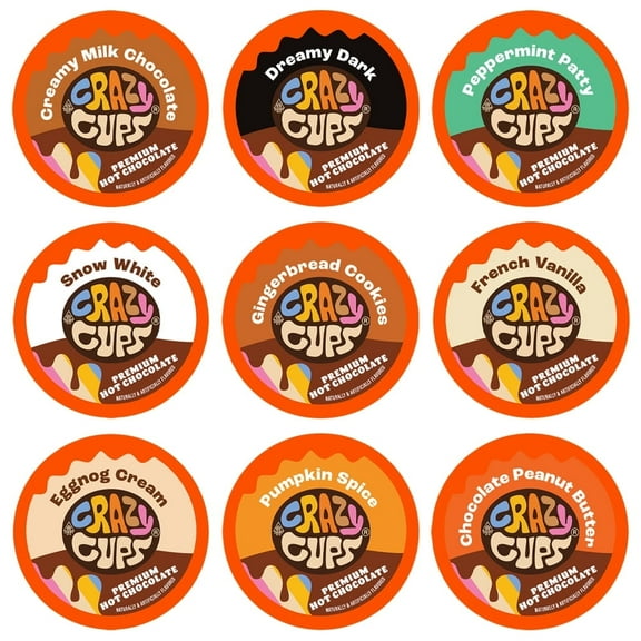 Crazy Cups Hot Chocolate Variety Pack, Single Serve pods, 40 Count for Keurig K Cup Brewers