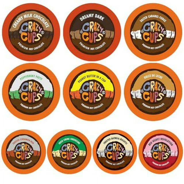 Crazy Cups Premium Hot Chocolate Single Serve Cups for Keurig K Cup Brewers, Variety Pack Sampler, 30 count