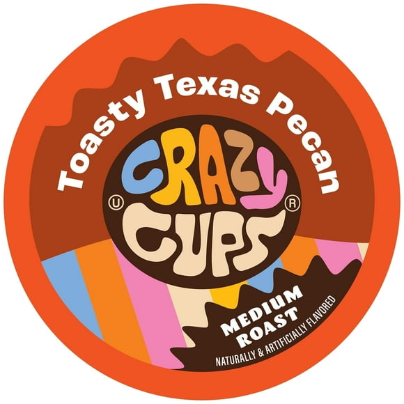 Crazy Cups Toasty Texas Pecan Flavored Coffee Pods, 22 Count, Medium Roast