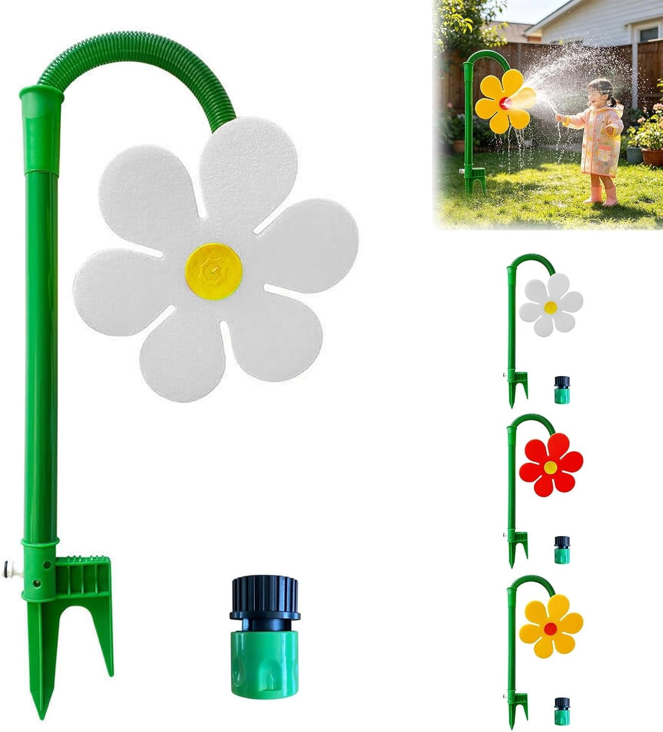 Crazy Daisy Sprinkler, 360° Rotating Dancing Flower Water Sprinklers for Yard Dogs Playing，For watering the garden.