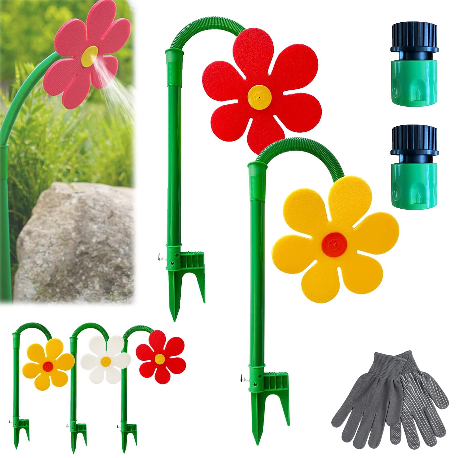 Crazy Daisy Sprinkler, Crazy Dancing Flower Water Sprinklers Funny, 360° Rotating Lawn Sprinkler for Yard Irrigation, Outdoor Water Play for Kids & Pets, Fun Garden Sprayer for Summer