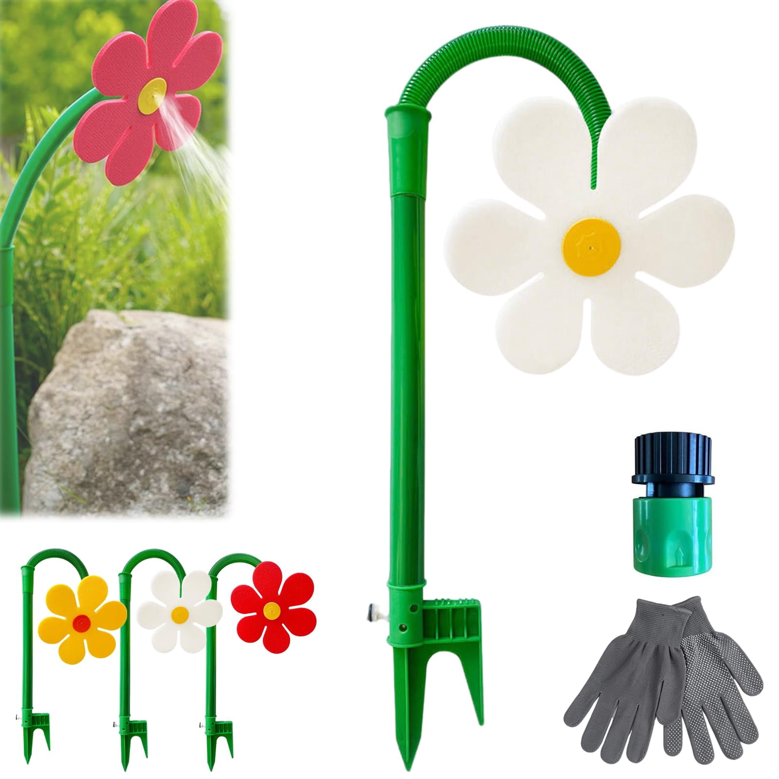 Crazy Daisy Sprinkler, Crazy Dancing Flower Water Sprinklers Funny, 360° Rotating Lawn Sprinkler for Yard Irrigation, Outdoor Water Play for Kids & Pets, Fun Garden Sprayer for Summer