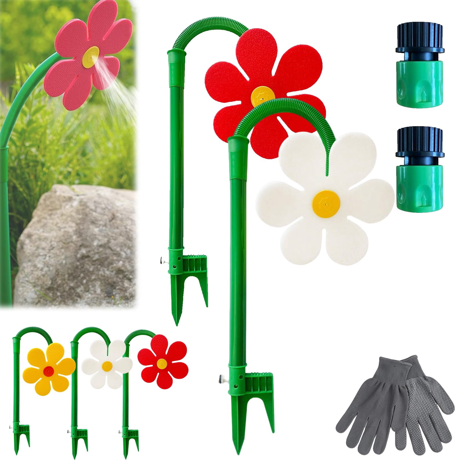 Crazy Daisy Sprinkler, Crazy Dancing Flower Water Sprinklers Funny, 360° Rotating Lawn Sprinkler for Yard Irrigation, Outdoor Water Play for Kids & Pets, Fun Garden Sprayer for Summer