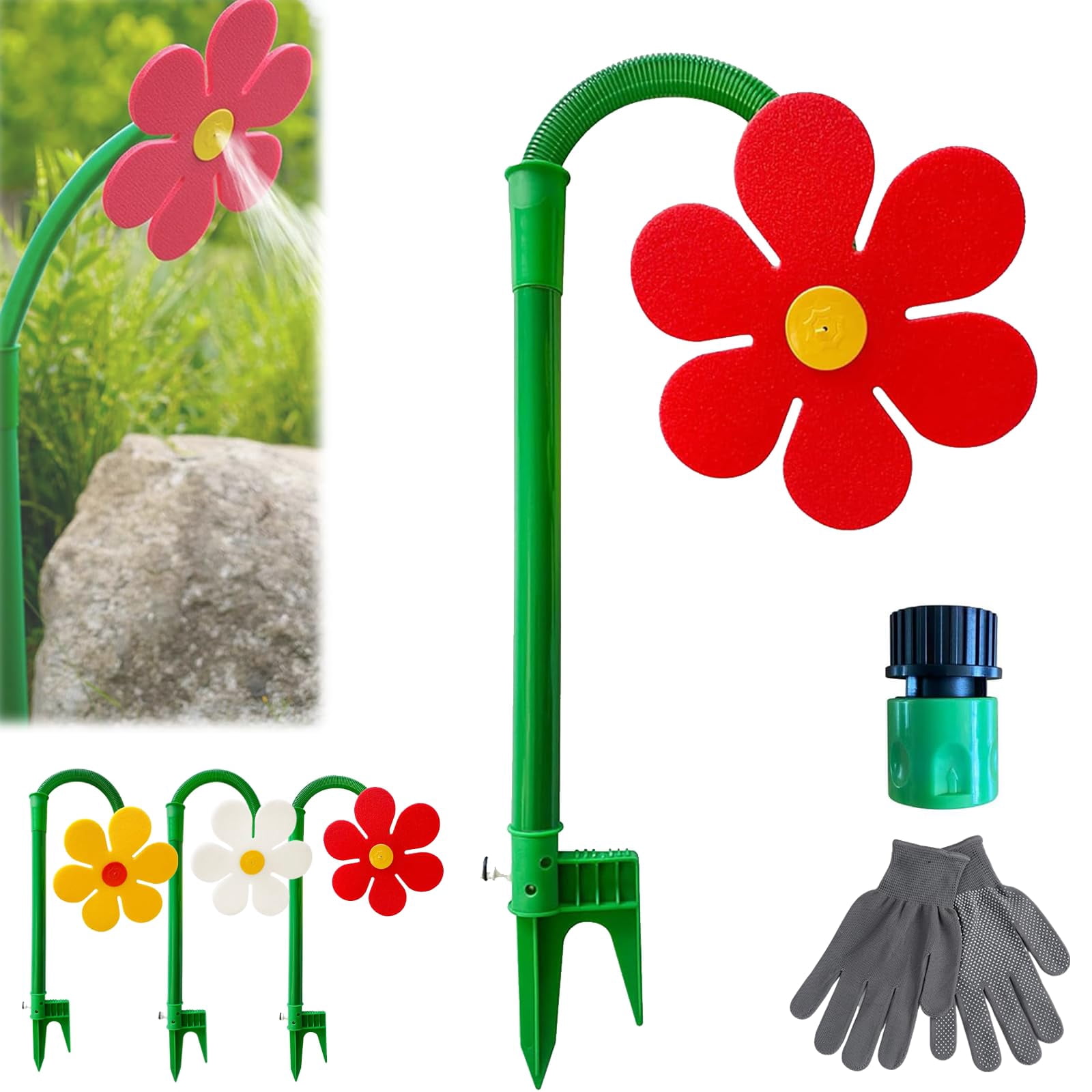 Crazy Daisy Sprinkler, Crazy Dancing Flower Water Sprinklers Funny, 360° Rotating Lawn Sprinkler for Yard Irrigation, Outdoor Water Play for Kids & Pets, Fun Garden Sprayer for Summer