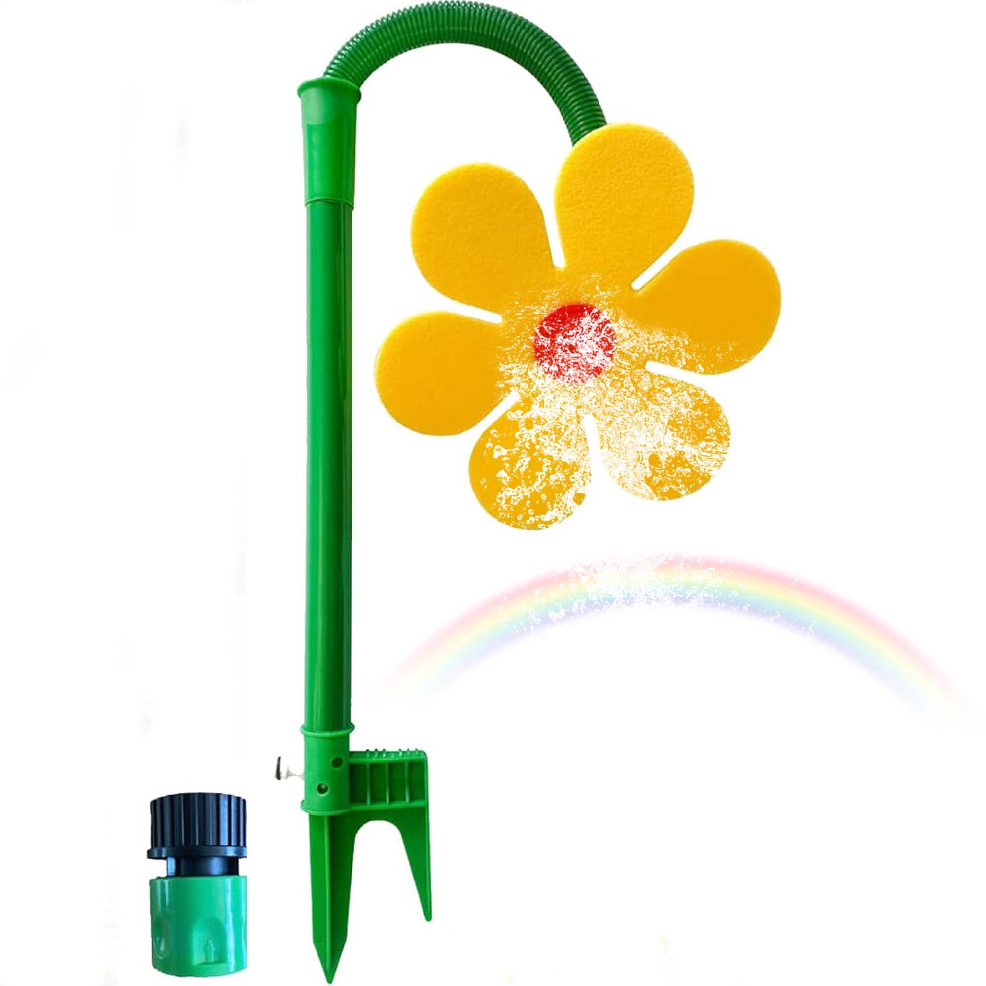 Crazy Daisy Sprinkler for Yard Watering and Kids Playing, 360° Rotating Dancing Flower Water Sprinkler, Fun Irrigation Tools with Durable Plastic Base for Dogs and Garden Irrigation (Yellow