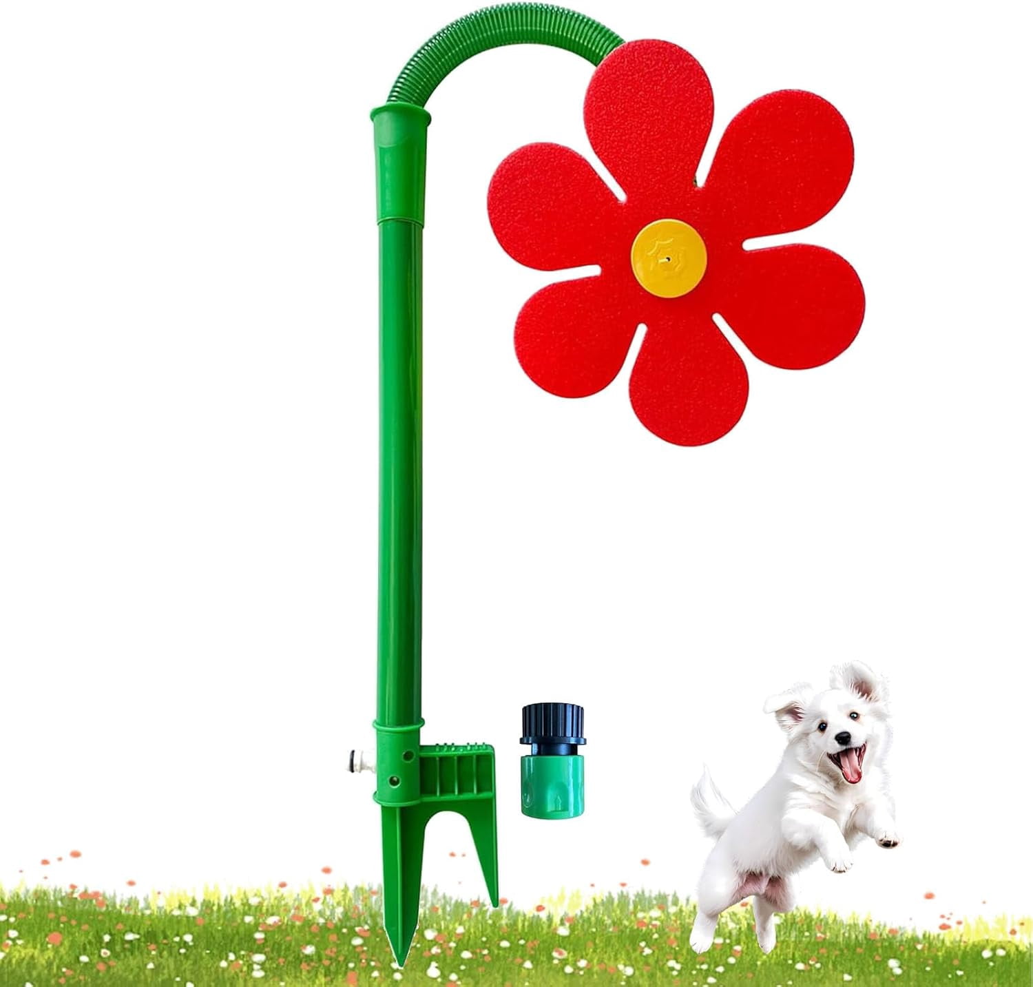 Crazy Dancing Daisy 360° Rotating Sunflower Sprinkler – Fun Lawn & Garden Irrigation Tool for Kids, Pets, Yard Watering & Play(RL Red 1 PC)