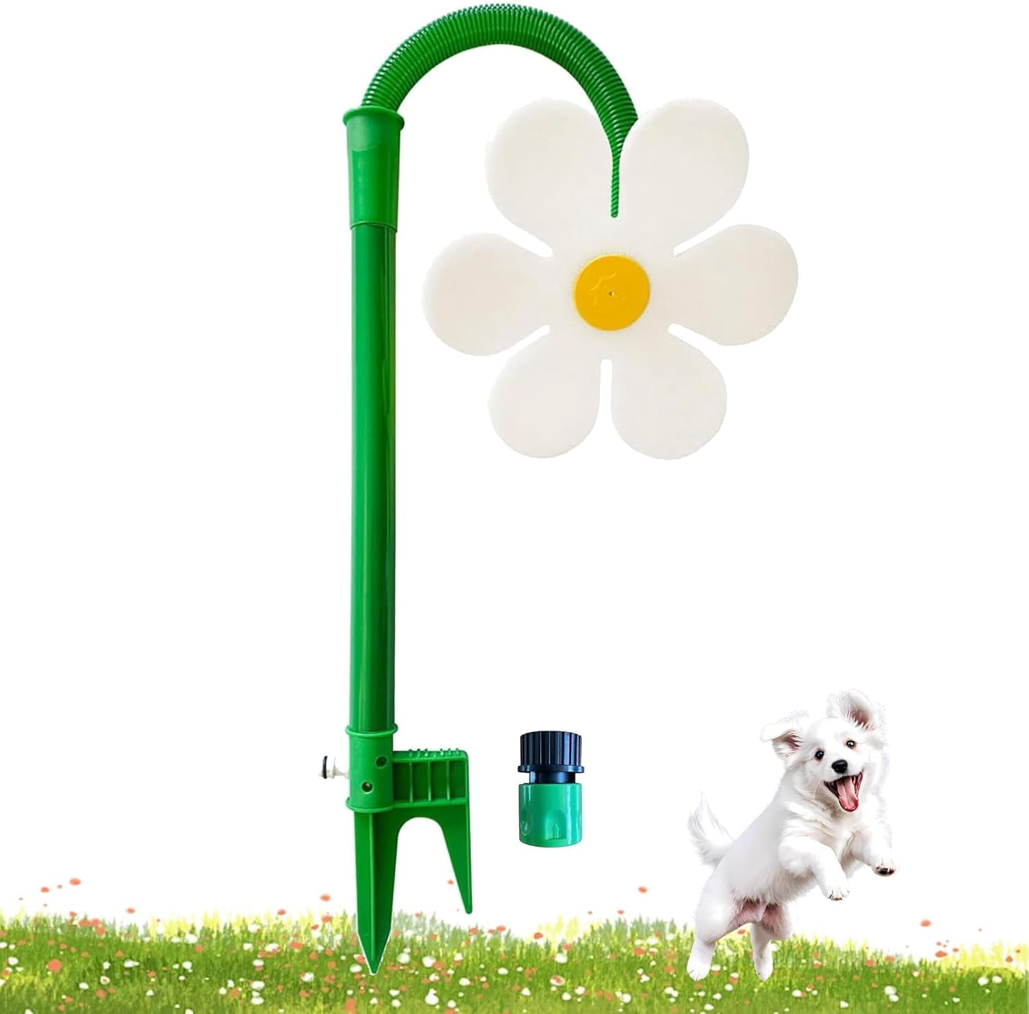 Crazy Dancing Daisy 360° Rotating Sunflower Sprinkler – Fun Lawn & Garden Irrigation Tool for Kids, Pets, Yard Watering & Play(RL White 1 PC)