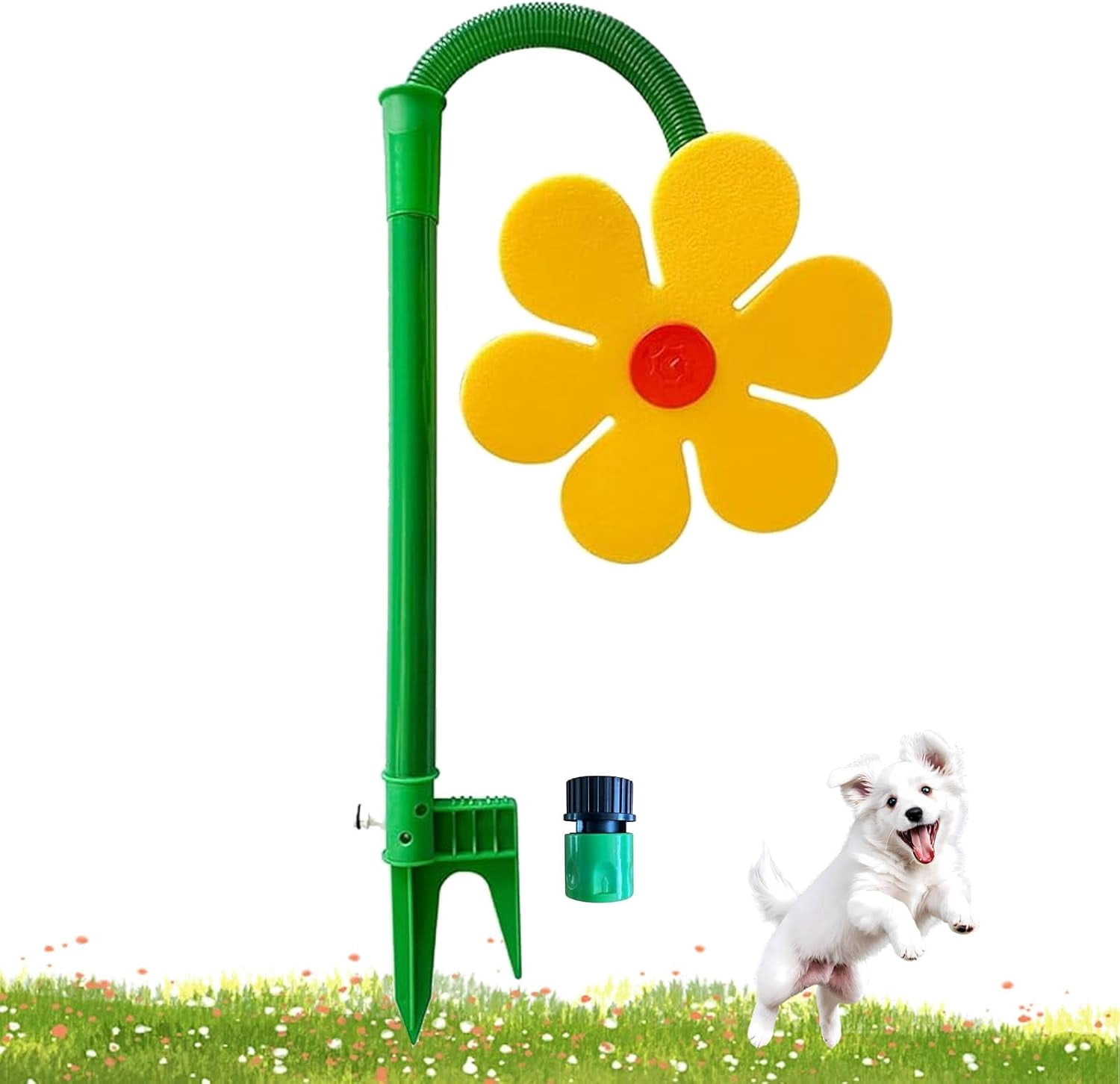 Crazy Dancing Daisy 360° Rotating Sunflower Sprinkler – Fun Lawn & Garden Irrigation Tool for Kids, Pets, Yard Watering & Play(RL Yellow 1 PC)