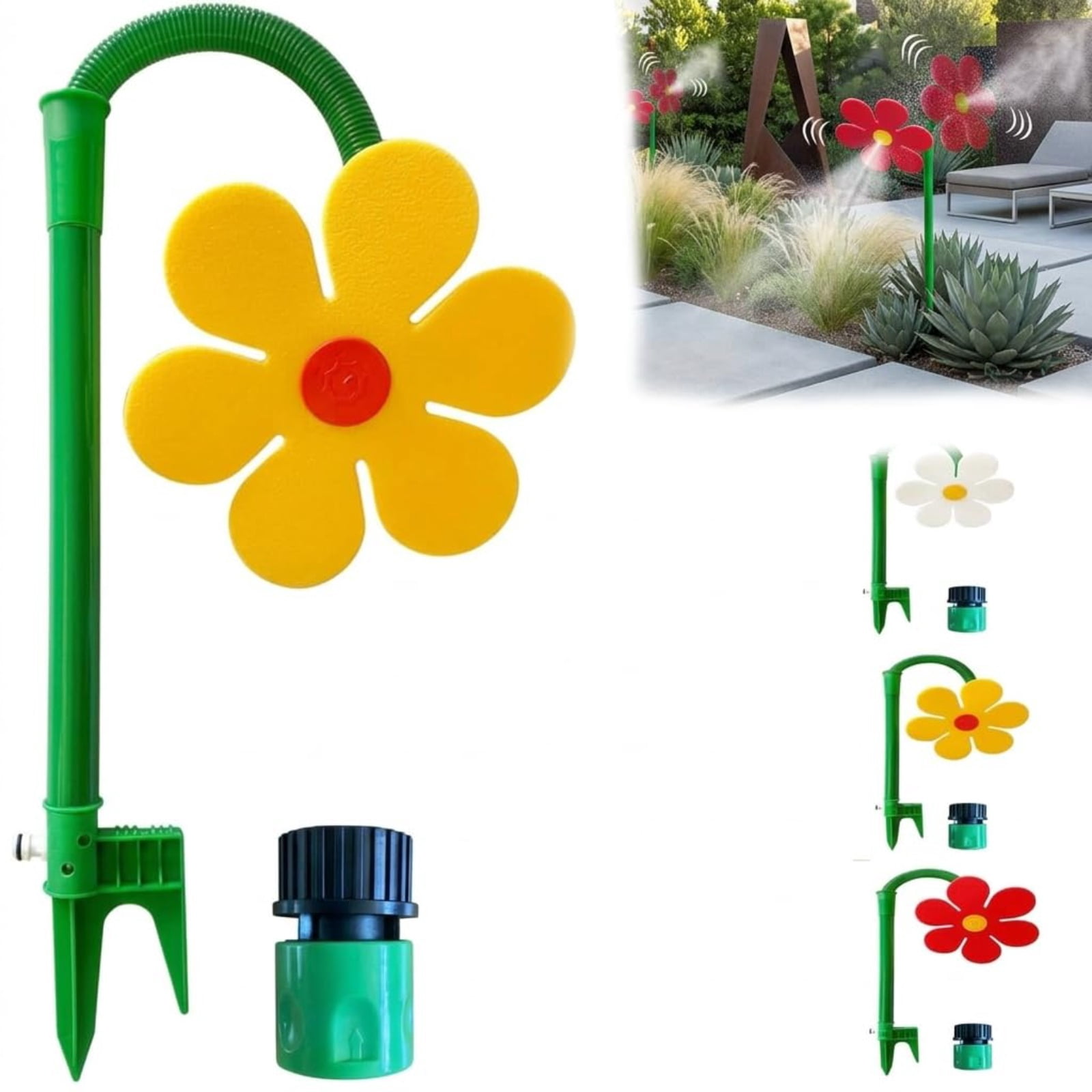 Crazy Dancing Flower Water Sprinkler – 360° Rotating Sunflower Lawn Sprinkler with Stake, Fun Garden Irrigation Tool for Yard Watering, Kids & Pets Playing