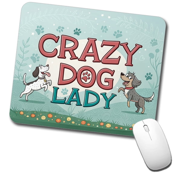 Crazy Dog Lady Funny Cartoon Mouse Pad Low Profile Gaming Mat