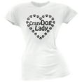 thumbnail image 1 of Crazy Dog Lady Paw Heart White Soft Juniors T-Shirt - Small, 1 of 1