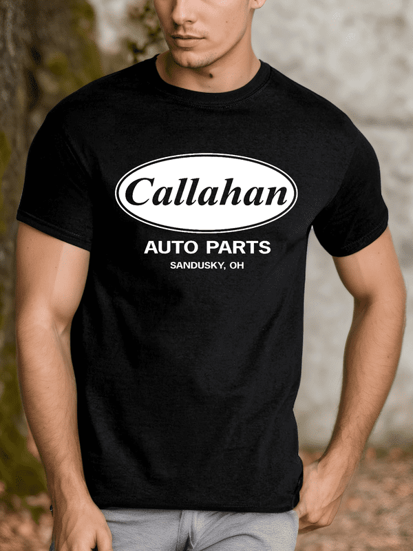 Crazy Dog Mens Callahan Auto Parts T Shirt Funny Graphic Novelty Tee