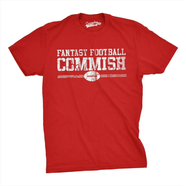 Mens Fantasy Football Commish T Shirt Funny Sports Shirt Football Tee (Red) XXL