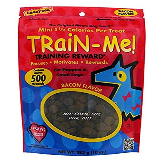 Crazy Dog Train-Me! Bacon Mini Training Reward Treats (1 Pouch), 10 Oz