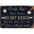 thumbnail image 1 of Crazy Dogs Live Here Do Not Knock Sign Retro Vintage Metal Tin Signs for Lawn Garden Yard House Room Signs 8X12Inch, 1 of 6