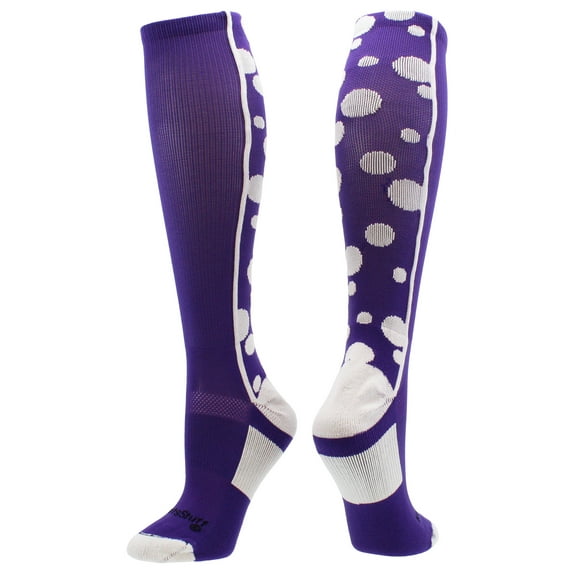 Crazy Dots Over the Calf Socks (Purple/White, Medium)