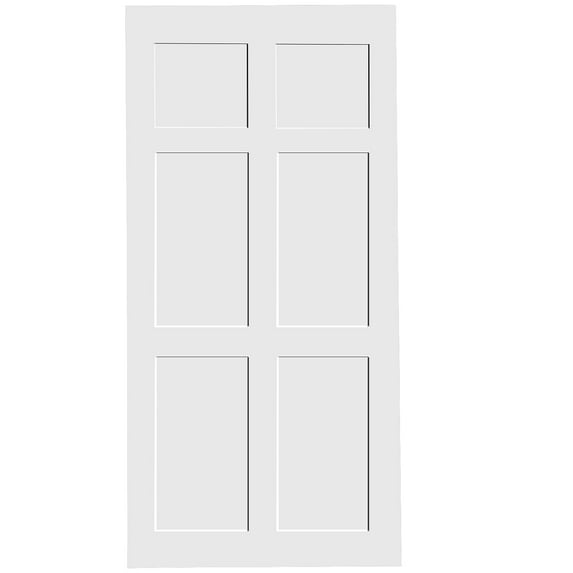 Crazy Elf 28" X 84" Six Panel Real Primed Door Slab, Diy Panel Door, Modern Interior Barn Door, Water-Proof, Anti-Deformation, Pre-Drilled Ready To Assemble, Suitable For Pre-Hung Door And Barn Door
