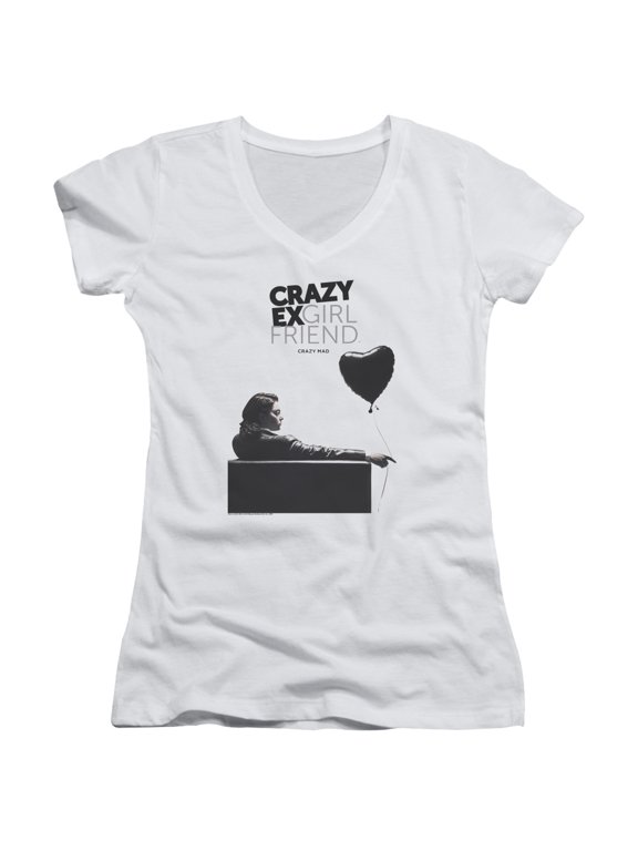 Crazy Ex Girlfriend Crazy Mad Junior Women's V-Neck T-Shirt White